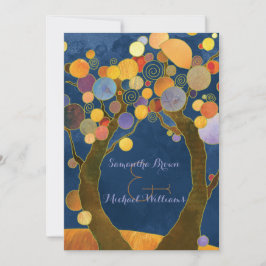 Love Trees Rustic Blue Forest Wedding Kaart