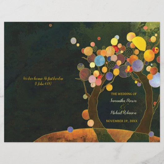 Love Trees Rustic Wedding BiFold Programme (Voorkant)