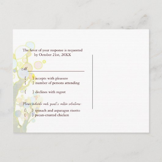 Love Trees Rustic Wedding Meal Choice RSVP Uitnodiging Briefkaart (Achterkant)