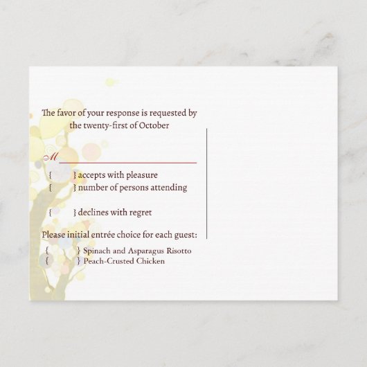 Love Trees Rustic Wedding Menu Choice RSVP (Achterkant)