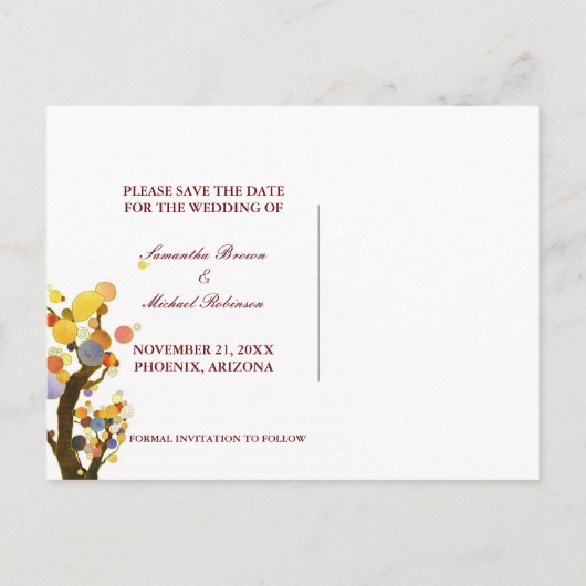 Love Trees Rustieke Bruiloft Save the Date Aankondigingskaart (Achterkant)