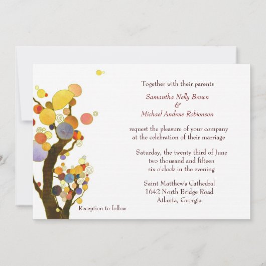Love Trees Wedding Invitations (White Back) Kaart (Achterkant)