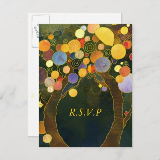 Love Trees: Wedding RSVP Briefkaarten (Voorkant / Achterkant)