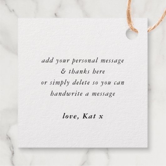 LOVE trendy modern handgeschreven script Bedankjes Labels (Achterkant)