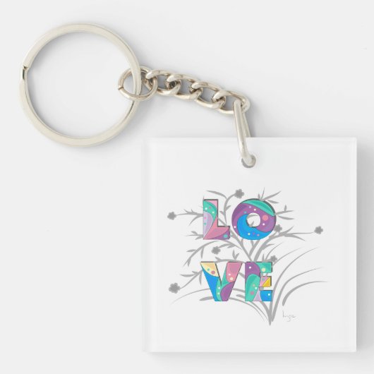 LOVE Trendy Stylish Modern Graphic Sleutelhanger (voorkant)