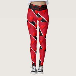 LOVE TRINIDAD Red Hearts RUN YOUR RACE Custom Leggings