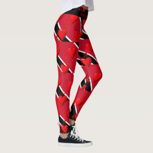 LOVE TRINIDAD Red Hearts RUN YOUR RACE Custom Leggings
