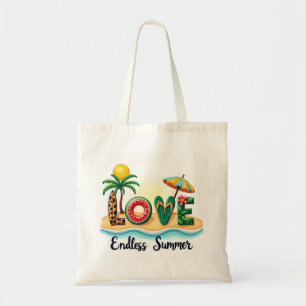 LOVE Tropische Strand Cartoon Boodschappentas Tote Bag