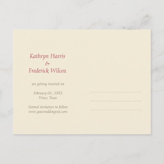 LOVE trouwringen custom save the date briefkaarten (Achterkant)