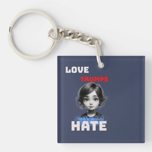 LOVE TRUMPS HATE - Anti Donald t-shirt Sleutelhanger (voorkant)