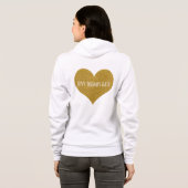 Love Trumps Hate Gold Glitter Heart Zip Up Hoodie (Achterkant volledig)
