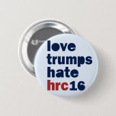 Love Trumps Hate Hillary Clinton Rally Button 2016 (Voorkant /achterkant)