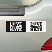 Love Trumps Hate Rainbow Heart - 2 op 1 design Bumpersticker (Op auto)