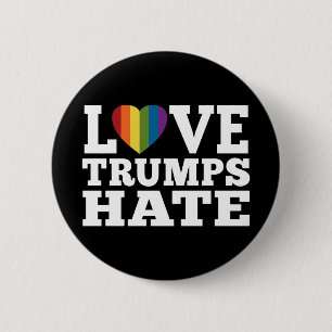 Love Trumps Hate Rainbow Heart - kan zwart bewerke Ronde Button 5,7 Cm
