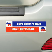 Love Trumps Hate; Trump verliest Hate Bumpersticker (Op auto)