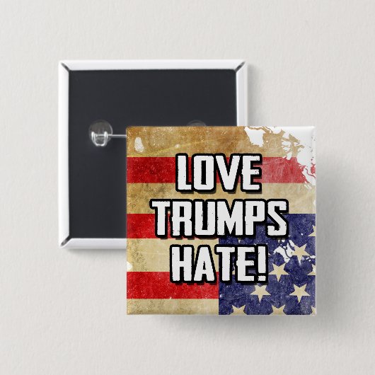 Love Trumps Hate Vierkante Button 5,1 Cm (Voorkant /achterkant)