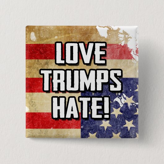 Love Trumps Hate Vierkante Button 5,1 Cm (Voorkant)