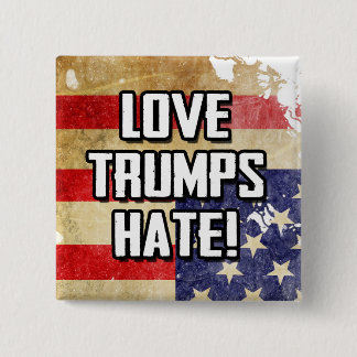 Love Trumps Hate Vierkante Button 5,1 Cm