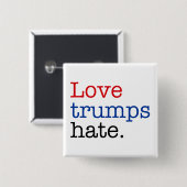Love Trumps Hate Vierkante Button 5,1 Cm (Voorkant /achterkant)