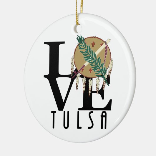 LOVE Tulsa Oklahoma Keramisch Ornament (Links)
