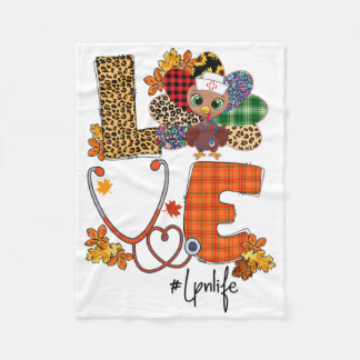 Love Turkey Stethoscope Lpn Nurse Life Thanksgivin Fleece Deken