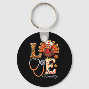 Love Turkey Thanksgiving Nurse Life Herfst Scrub T Sleutelhanger