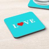 LOVE Turquoise Blue Aqua Blue Modern Chic Elegant Bier Onderzetter (Linkerzijde)