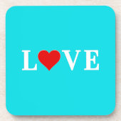 LOVE Turquoise Blue Aqua Blue Modern Chic Elegant Bier Onderzetter (Voorkant)