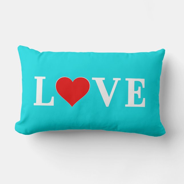 LOVE Turquoise Blue Aqua Blue Modern Chic Elegant Kussen (Voorkant)
