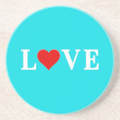 LOVE Turquoise Blue Aqua Blue Modern Chic Elegant Zandsteen Onderzetter (Voorkant)