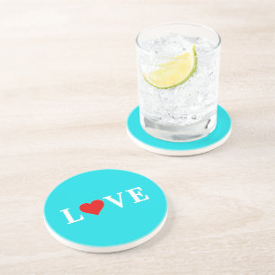 LOVE Turquoise Blue Aqua Blue Modern Chic Elegant Zandsteen Onderzetter