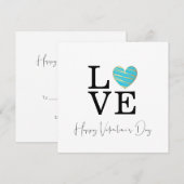 Love Turquoise Heart Happy Valentine's Day Script (Voorkant / Achterkant)
