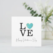 Love Turquoise Heart Happy Valentine's Day Script (Staand voorkant)