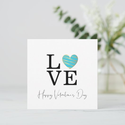 Love Turquoise Heart Happy Valentine's Day Script (Staand voorkant)