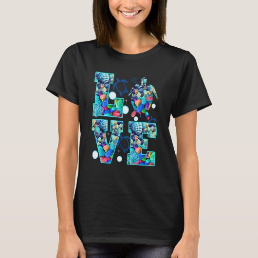 Love Turtle Animal Turtle Print T-shirt (Voorkant)