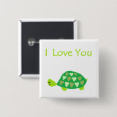 Love Turtle Vierkante Button 5,1 Cm (Voorkant /achterkant)