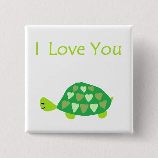 Love Turtle Vierkante Button 5,1 Cm (Voorkant)