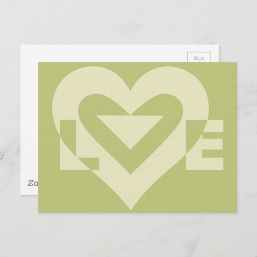 Love Two-Tone Sage Green Briefkaart (Voorkant / Achterkant)