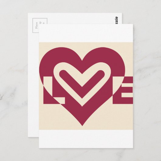 Love Two-Tone Wine Paars Briefkaart (Voorkant / Achterkant)