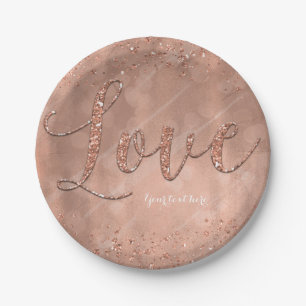 LOVE Type Tekst Faux Roos Gouden Glitter Glam Part Papieren Bordje