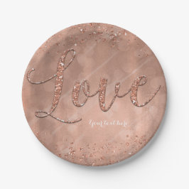LOVE Type tekst nepreziese roze gouden glitter gla Papieren Bordje