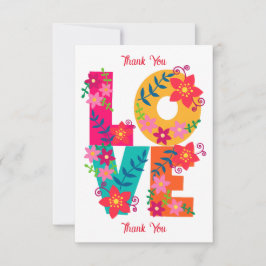 LOVE typografie clipart, floral design Bedankkaart