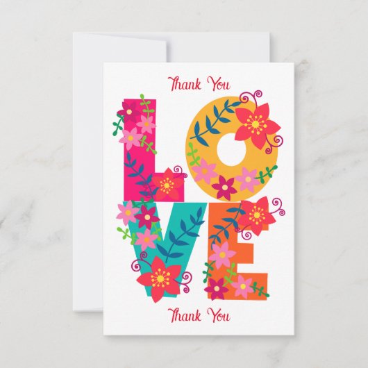 LOVE typografie clipart, floral design Bedankkaart (Voorkant)