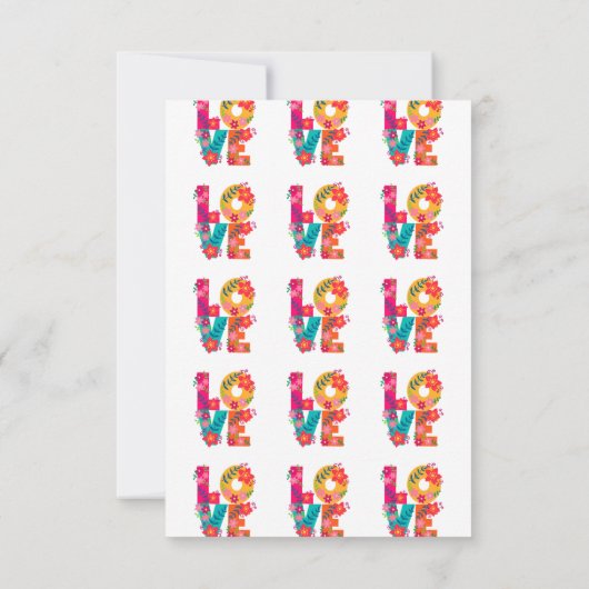 LOVE typografie clipart, floral design Bedankkaart (Achterkant)