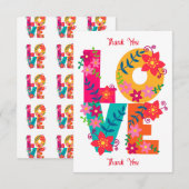 LOVE typografie clipart, floral design Bedankkaart (Voorkant / Achterkant)