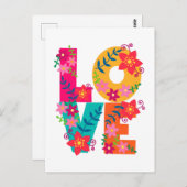 LOVE typografie clipart, floral design Briefkaart (Voorkant / Achterkant)