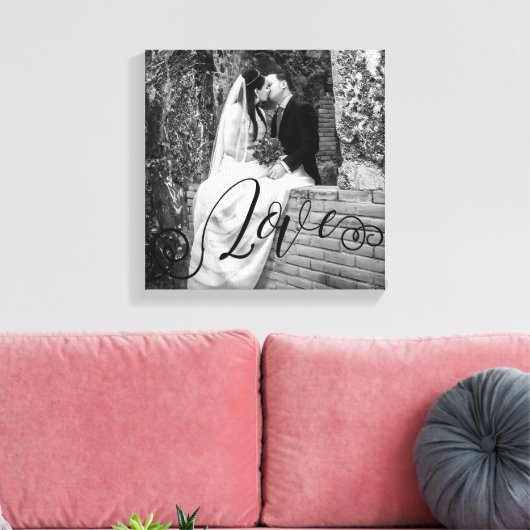 LOVE Typografie Foto Overlay Canvas Afdruk (Insitu (Woonkamer))