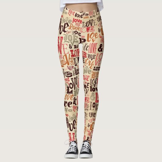  Love Typografie Leggings (Voorkant)