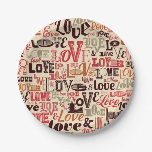 Love Typografie Papieren Bordje (Voorkant)