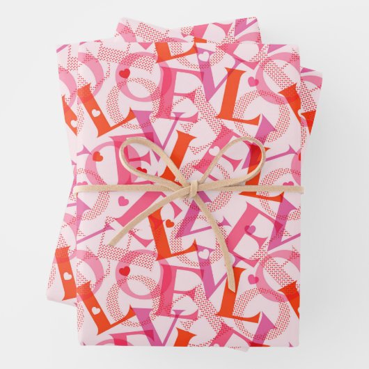 LOVE Typografie Pattern Valentijnsdag Inpakpapier Vel (In situ)